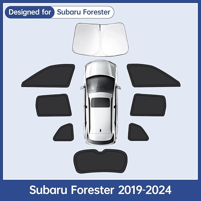 8pcs Car Window Shades Fit for Subaru Forester 2019-2024, Car Window Covers for Privacy, Full Sunshades for Forester Front Rear Windshield Side Windows to Block UV and Protect Privacy