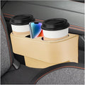 Car Seat Gap Filler Organizer, Multifunctional Auto Console Side Storage Box with Cup Holder, Universal PU Leather Cup Holder Front Seat Crevice Filler for Car Truck SUV (Beige)