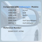 Driver Left Side Mirror Glass - Compatible with VW Vehicles - 2016-2019 e-Golf/Golf R/Golf SportWagen, 2016-2021 Golf/GTI, with Heated/Blind Spot Detection, without Auto Dimming, Replace# 5G0857521P