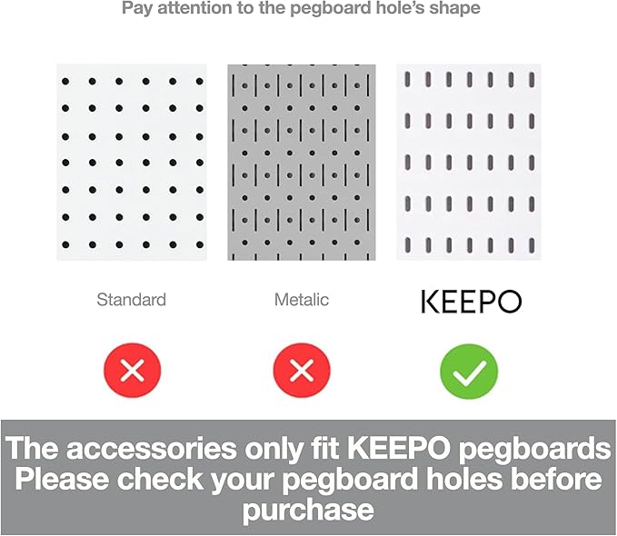Keepo Pegboard Accessories, Peg Board Accessory Kit for Wall Organizer, Office Pegboard Accessories, Container, Racks, Hooks,