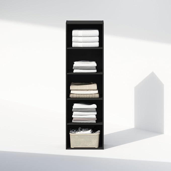 Furinno Reed Closet Organizers and Storage, 5-Tier Closet Organizer, Open Shelf Closet Storage, for Wardrobe, Bedroom, Living