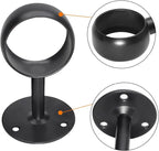 Ceiling Mount Curtain Rod Bracket 2 Pack, 2 Inch Stainless Steel Heavy Duty Flange Holders, Matte Black Closet Pole End Suppo