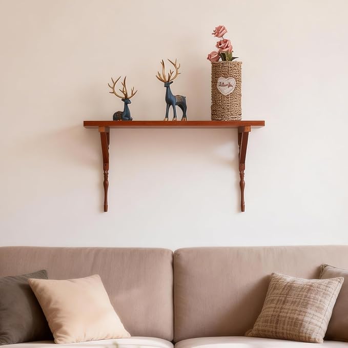 Solid Wood Wall Shelf 3-Tier,Solid Wood Floating Shelves,Vintage Wall Shelf Home Decor. 23.8" Long Floating Shelf for Living 