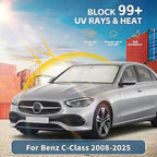 Windshield Sun Shade for Benz C-Class 2008-2024 2025 Sunshade Front Window Shade Custom Fit C-Class W205 C250 C300 C400 SLK SLS CLA CLS CL-Class Sun Visor Foldable Shade Blocks UV Rays Accessories