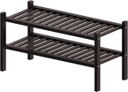 ROMGUAR CRAFT 2 Tier (Thick) Bamboo Shoe Rack for Closet Free Standing Wood Shoe Shelf for Entryway Small Space Stackable 27"