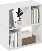 Furinno DALY Book Shelf, 4-Cube Bookshelf, Cube Storage Organizer Bookcase with Irregular Compartments, 11.7 x 23.6 x 24.7, f