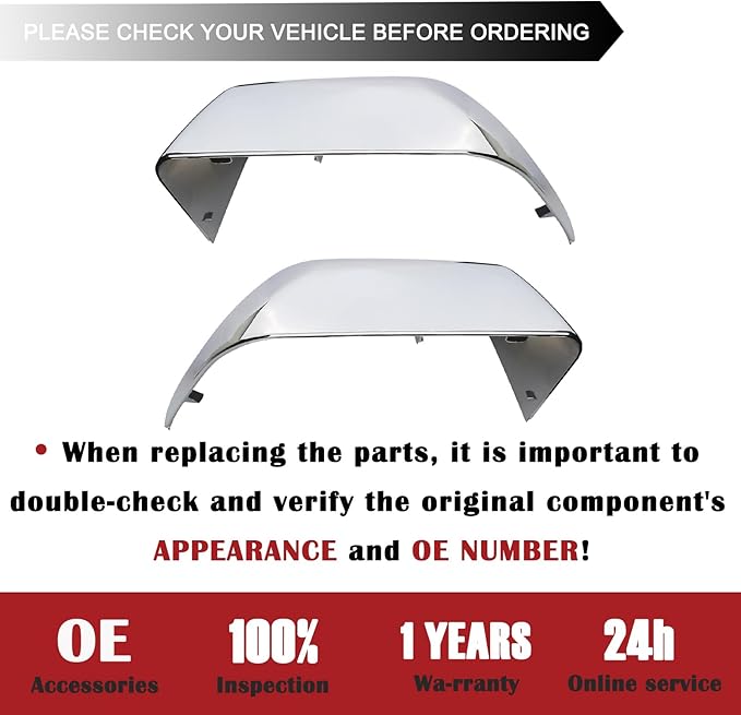 1 Pair Tow Mirror Chrome Cover Cap | For 2017-2024 Ford Super Duty F250 F350 F450 F550 Truck Accessories Replacement |
