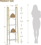 Hzuaneri Ladder Shelf, Bookshelf Bookcase, Freestanding Corner Storage Shelve with 2 Hooks for Home Office, Living Room, Kitc