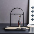 Shinpuru Metal Jewelry Organizer Stand & Key Holder Tray with Acrylic Base, Key Stand and Jewelry Tray with 5 Hooks, Perfect 