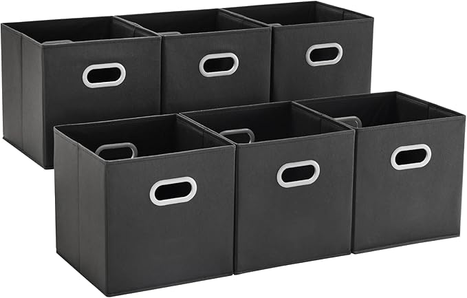 MAX Houser Fabric Storage Bins Cubes Baskets Containers with Dual Plastic Handles for Home Closet Bedroom Drawers Organizers 