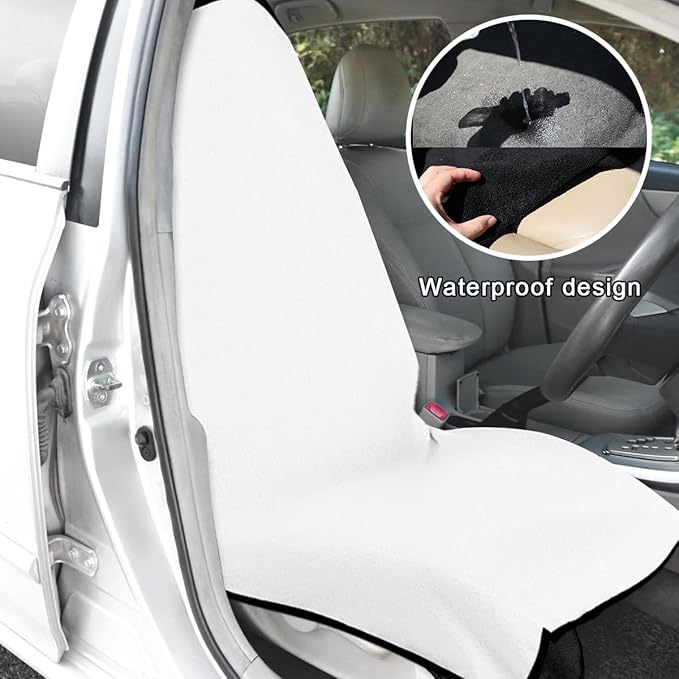2PCS Car Towel Seat Cover, Waterproof Sweating Non-Slip Premium Soft Towel Carseat Protector, Universal Machine Washable Car 