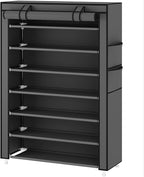 Laiensia 7-Tier Vertical Shoe Rack Organizer, Space Saving Shoe Storage Organizer, Non-Woven Cover Shoe Shelf Holds 28-35 Pai