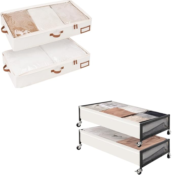 StorageWorks Large Under Bed Storage Containers, Under Bed Storage with Wheels