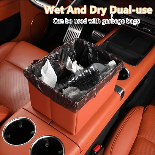 Car Trash Can, Leak-Proof Waterproof Trash Bin Collapsible Portable Auto Garbage Bag Large Capacity Trashcan Storage Bag Multipurpose Car Organizer Hanging (Black)