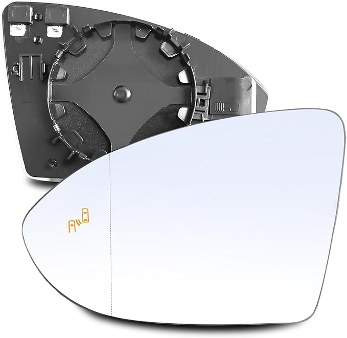 Driver Left Side Mirror Glass - Compatible with VW Vehicles - 2016-2019 e-Golf/Golf R/Golf SportWagen, 2016-2021 Golf/GTI, with Heated/Blind Spot Detection, without Auto Dimming, Replace# 5G0857521P