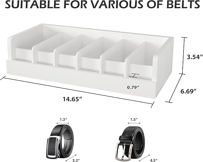 Belt Organizer for Drawer - Bamboo Belt Storage Organizer | Belt Rack for Closet Wall Mount Men Women Tie Sock Bra Scarf Ribb