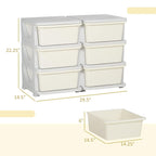 Qaba 3 Tier Kids Storage Unit, Toy Organizers and Storage with 6 Drawer Chest for Kids Bedroom Nursery Kindergarten Living Ro