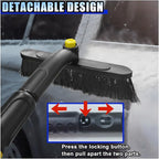 31.5" Detachable Snow Brush and Ice Scraper for Car Windshield, 2-in-1 Winter Snow Removal Tool with Extendable, 360° Rotating Soft Bristle Brush Head and Foam Grip for Most Vehicles (Yellow)