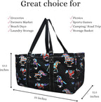 NGIL Extra Large Utility Tote Reusable Grocery Organizing Bag Oversized Collapsible for Storage, Picnic,Car, Beach (Stallion Wild Horse Black)