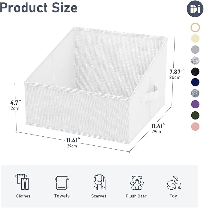 DIMJ Closet Storage Bins 12 Pack - Fabric Storage Baskets for Shelves, Collapsible Clothes Organizer with Handles, Trapezoid 