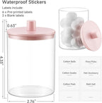 TIPGO Glass Qtip Holder Dispenser for Bathroom - 10 oz Clear Canister Apothecary Jar for Cotton Swabs, Balls, Pads, Floss Pic