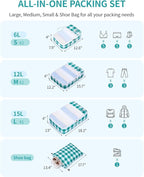 ECOHUB 6 Set Packing Cubes for Travel Suitcase Organizer Bags for Luggage Lightweight Carry On Suitcase with Lable & Personal
