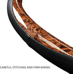 Wood Grain Steering Wheel Cover Microfiber Leather Breathable Anti Slip Universal Protector 14.5-15 inch Car Interior Accesso