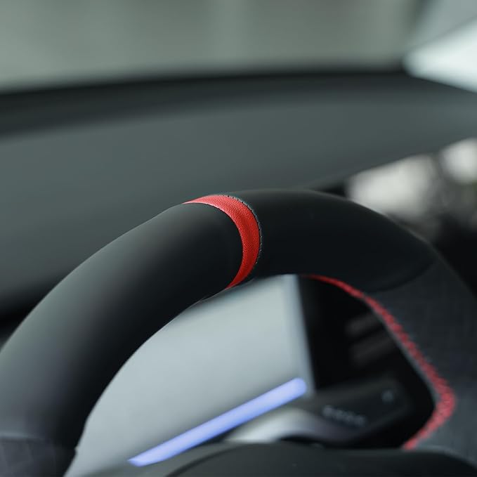 MEWANT Hand Stitched Steering Wheel Cover for Tesla Model 3 2017-2023 / Model Y 2020-2023 for Tesla Model 3/Y Accessories