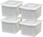 IRIS USA File Box, Plastic File Organizer with Lids for Letter/Legal File, Portable Document Box For Moving, Storage Bin with