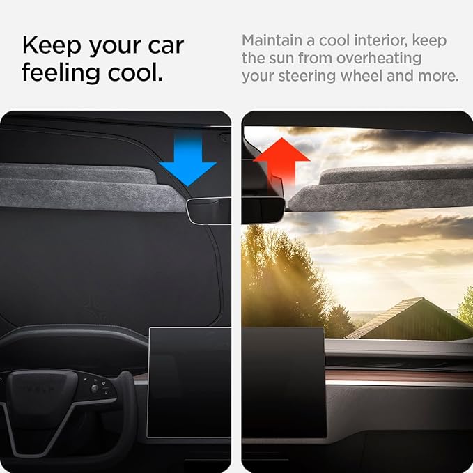 Spigen Triple-Coated Front Windshield Sunshade for All Tesla Model X (2015 to Current)