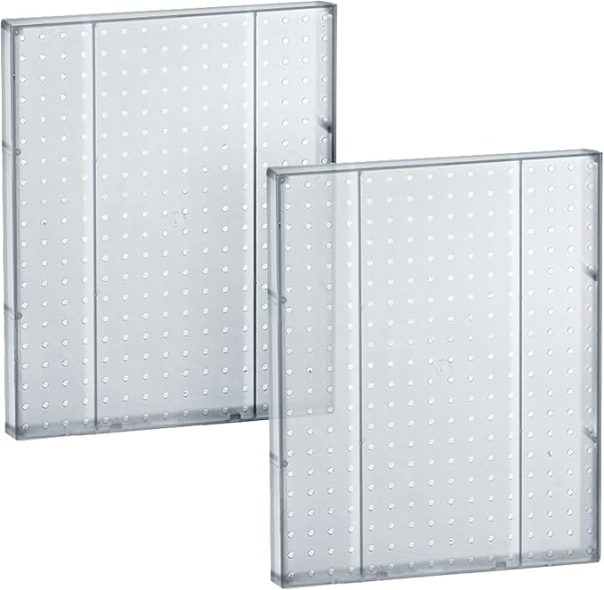 Azar Displays 771620-CLR Pegboard 1-Sided Wall Panel, Clear Translucent Color, 2-Pack