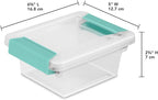 Sterilite 6-Pack Clip Box, Stackable Clear Plastic Bins with Latching Lids, Mini - Writing, Arts or Crafts Supplies Storage C