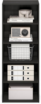 Furinno Basic Book Shelf, 5-Tier Bookshelf, Storage Organizer Bookcase with Open Shelf, 11 x 17 x 44, for Living Room, Bedroo