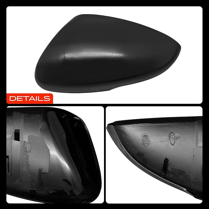 A-Premium Driver Side Rearview Mirror Cover Cap - Compatible with Honda Accord 2018-2024 - Smooth Black, with Turn Signal Hole