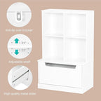 UTEX Kids Bookshelf and Toy Storage Organizer, Toddlers Bookcase with Cubbies, Adjustable Wood Shelf with Drawer for Bedroom,
