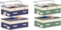 Dolicer 4 Pack Under Bed Storage with Wheels (Blue & Blue), 4 Pack 92L XXXL 6in-10in Height Adjustable Underbed Storage Conta