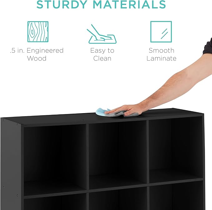 Best Choice Products 9-Cube Storage Organizer, 13.5in Shelf Opening, Bookcase, Display Shelf, Customizable w/ 3 Removable Bac