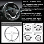 Rueesh Microfiber Leather Steering Wheel Cover Anti-Slip Matte Finish Auto Car Wheel Cover Universal 15 Inch Wheel Cover for 