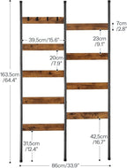 HOOBRO Blanket Ladder, Towel Rack with Hooks, Wall-Leaning Blanket Rack, Decorative Display Ladder Shelf, BF52CJ01-BF17CJ01