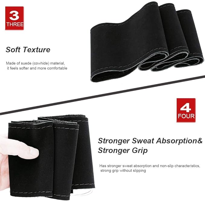 AUTOXBERT 38cm/15 Suede Leather Non-Slip Steering Wheel Cover DIY Hand Sewing Cowhide Leather Skidproof Car Protector with Ne
