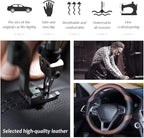 Car Steering Wheel Cover with Durable PU Leather, Universal 19 inch Fit for Car Truck SUV, Breathable Anti Slip Auto Steering Wheel Covers for Men and Women