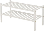 ROMGUAR CRAFT 2 Tier Bamboo Shoe Rack for Closet Free Standing Wood Shoe Shelf for Entryway Small Space Stackable 27"x11"x13"