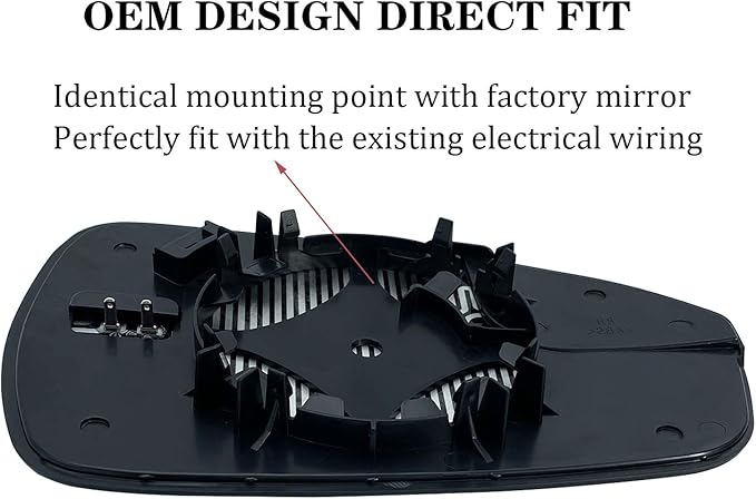 Driver Left Side Mirror Replacement for 2013 2014 2015 2016 2017 2018 2019 2020 Ford Fusion Side Mirror Glass - Side View Heated Convex Mirror with Blind Spot Rear Holder