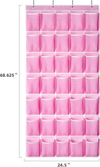 SAVERHO 35 Pockets Over the Door Shoe Organizer, Hanging Shoe Organizer for Door with 35 Mesh Pockets Large Capacity Shoe Han