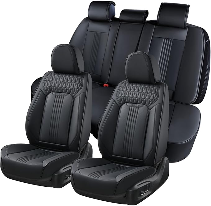 Coverado Seat Covers, Car Seat Covers Full Set, Black Seat Cover, Front Seats Back Seat Cover, Waterproof Car Seat Cushion,Le