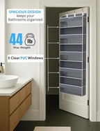 Over the Door Organizer with 5 Large Pockets & 10 Mesh Side Pockets – Durable Hanging Storage for Closet, Bathroom, Bedroom, 