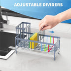 Cisily Sponge Holder for Kitchen Sink, Sink Caddy Organizer with High Brush Holder, Kitchen Countertop Organizers and Storage