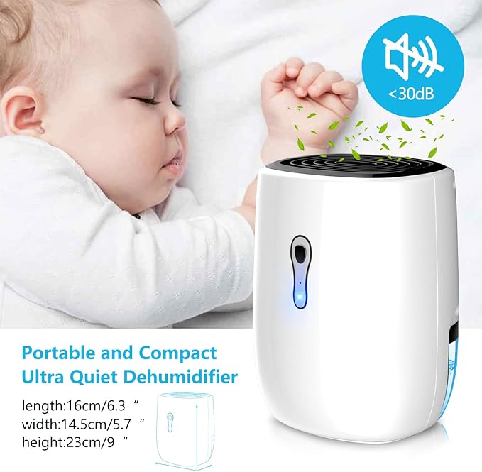 Dehumidifiers for Home 27oz(800ml) Small Auto Shut off Dehumidifiers with Drain Hose,Portable Ultra Quiet Mini Dehumidifier
