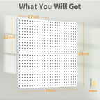 Peg Board, 4PCS Metal Pegboard Wall Organizer. Heavy Duty Pegboard, Peg Boards, Pegboard for Walls, White Pegboard for Garage