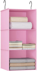 Hanging Closet Organizer and Storage 3-Shelf, Easy Mount Foldable Hanging Closet Wardrobe Storage Shelves, Clothes Handbag Sh